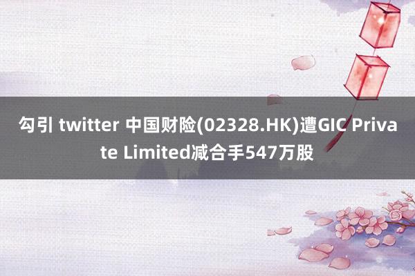 勾引 twitter 中国财险(02328.HK)遭GIC Private Limited减合手547万股